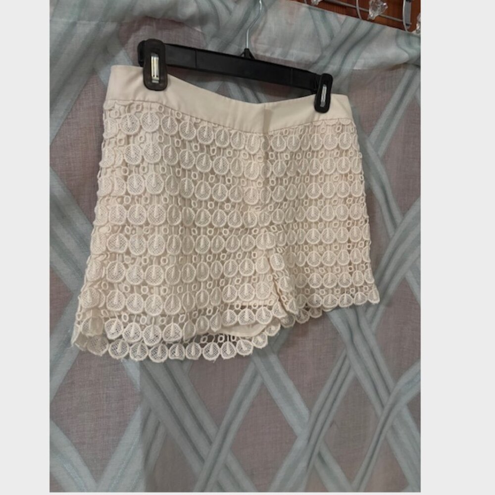 White Silk Embroidered Club Dress Shorts